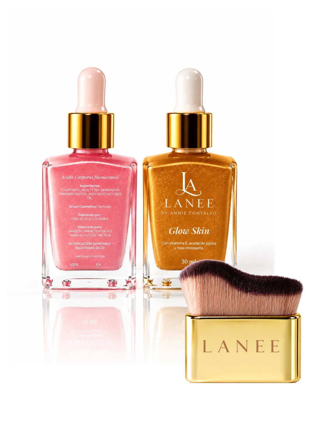 Set completo: Glow Skin Rosé, Glow Skin Gold y Glow Brush